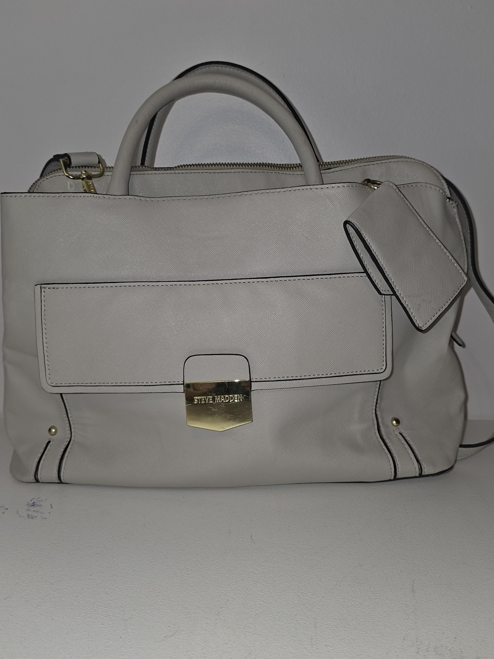 Steve Madden Cream Top-Handle Satchel
